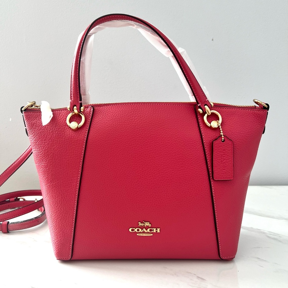 NEW Coach Leather Kasey Satchel Crossbody Bag Purse Strawberry Haze